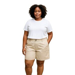 LL Bean Shorts Womens 14 Regular Khaki Bermuda Summer Spring Golf, Walking